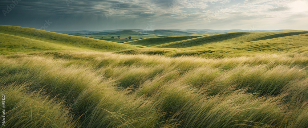 Tall grass. Panorama of the evening meadow Tall grass. Panorama of the evening meadow