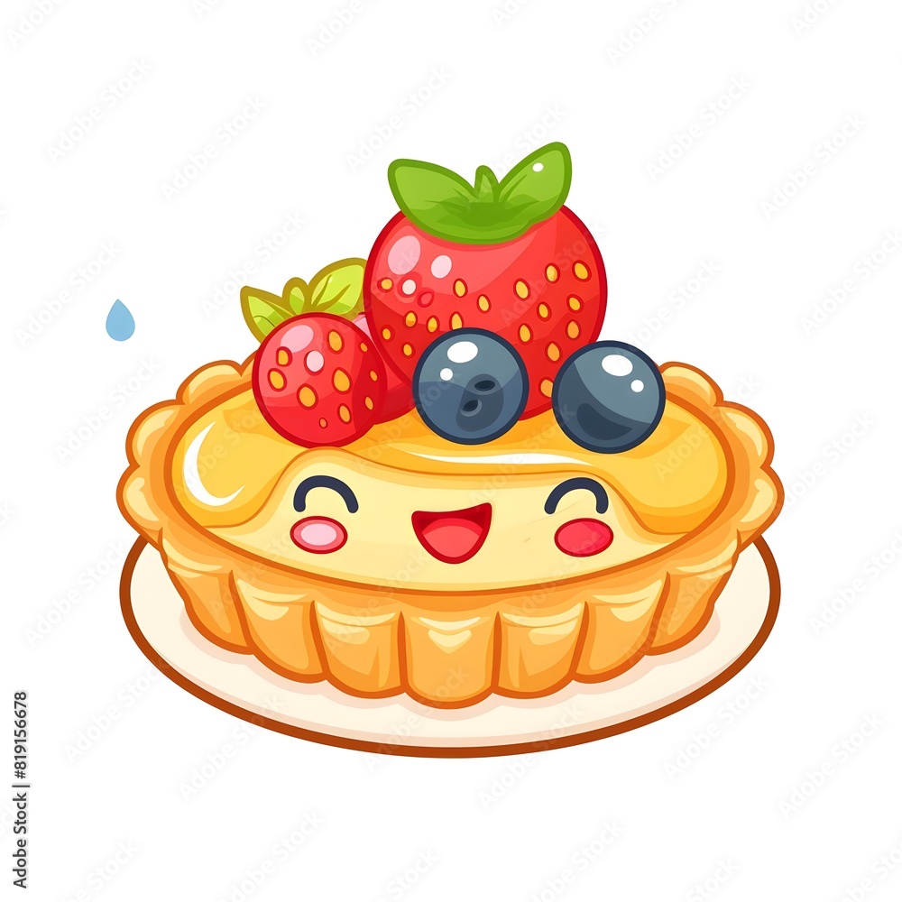 Adorable Chibi-Style Tartlet with Creamy Custard and Vibrant Fruit Toppings Adorable Chibi-Style Tartlet with Creamy Custard and Vibrant Fruit Toppings