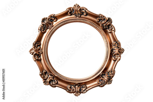 Elegant round vintage bronze frame with ornate details, perfect for art, photography, and interior decoration purposes.