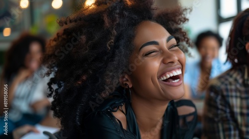 Laughing Woman with Curly Hair