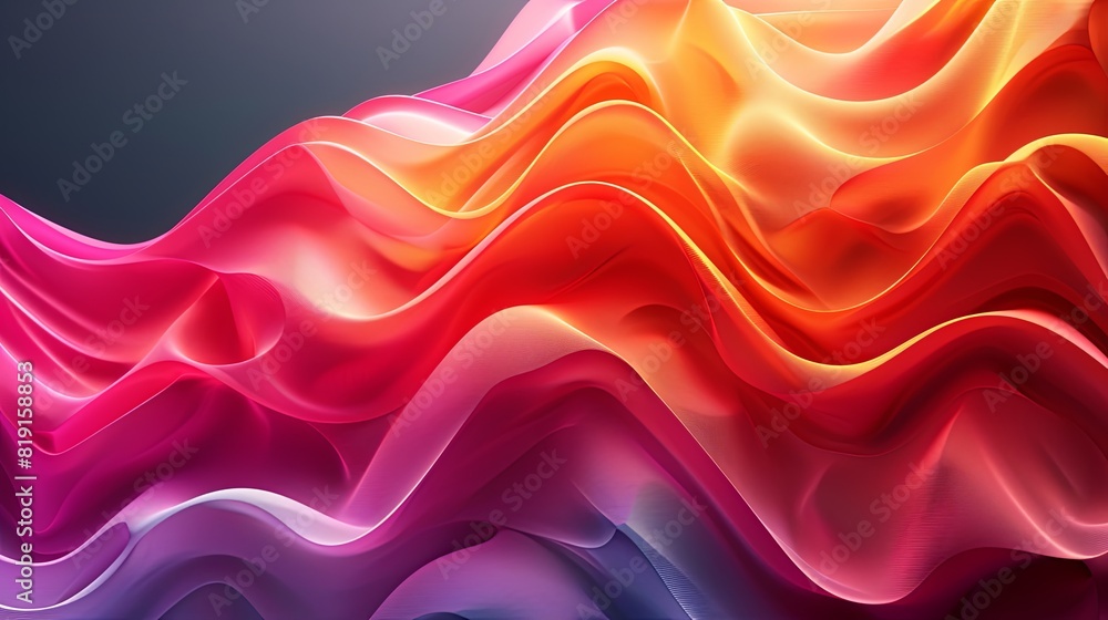 Obraz premium Abstract 3D waveforms in bright color