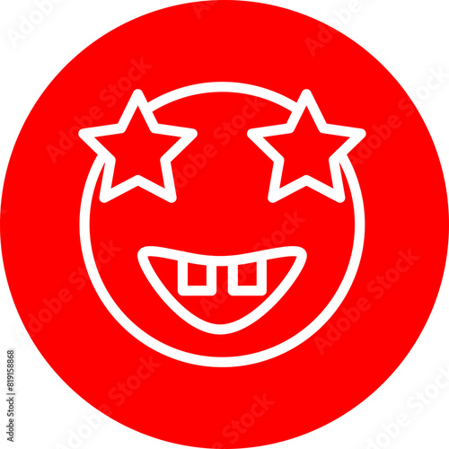 emoji Star eyes with Teeth Line White Circle Red Icon Design