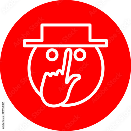 emoji Hat Touching Line White Circle Red Icon Design