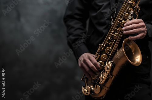 saxophonist's hands playing the saxophone
