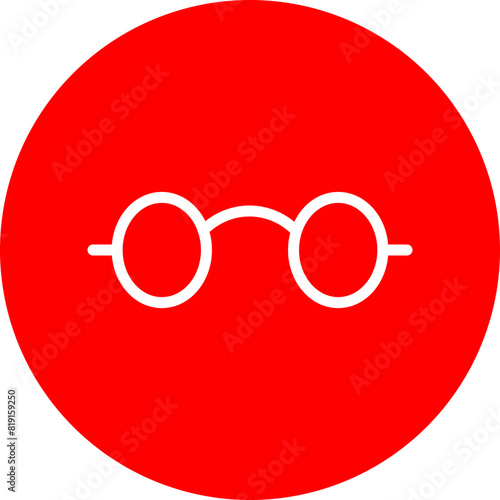 Reading Glasses Line White Circle Red Icon Design