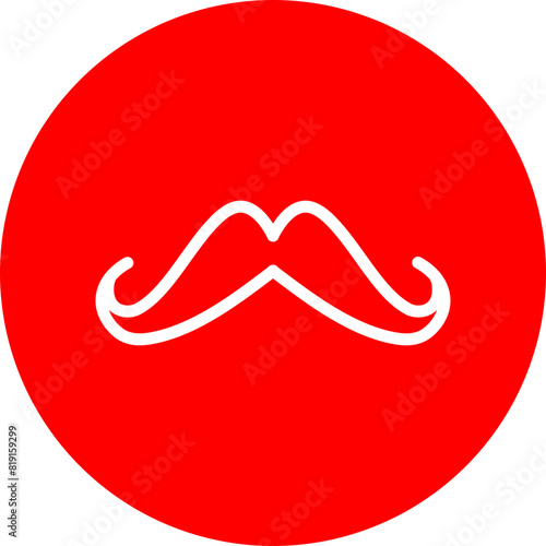 Moustache Line White Circle Red Icon Design