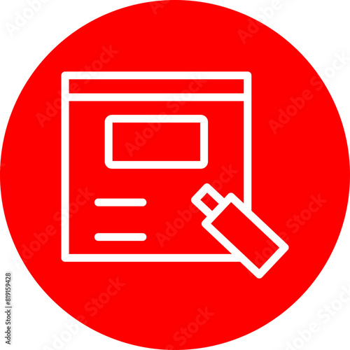 OffPage Optimization Line White Circle Red Icon Design photo