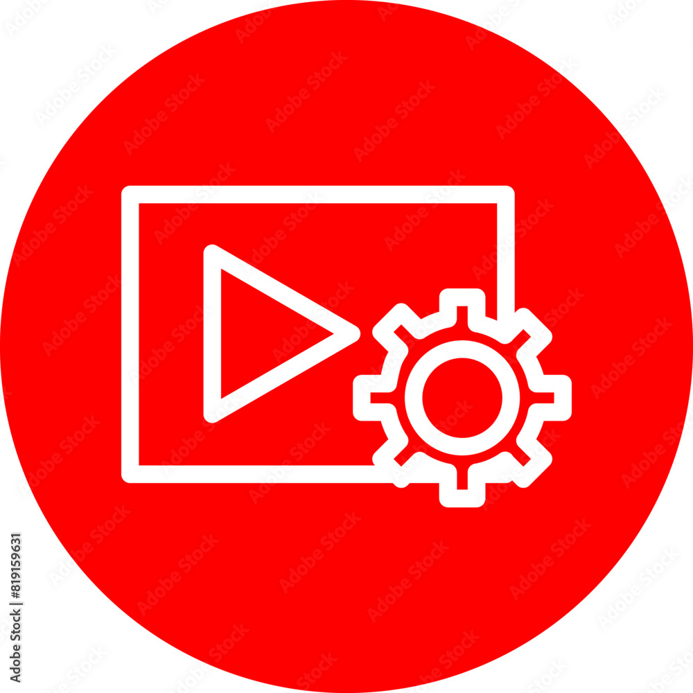Video SEO Line White Circle Red Icon Design Video SEO Line White Circle Red Icon Design