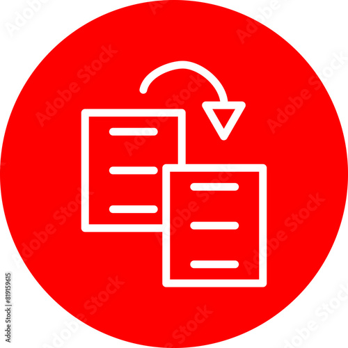 Duplicate Content Line White Circle Red Icon Design