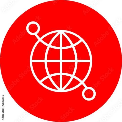 Semantic SEO Line White Circle Red Icon Design