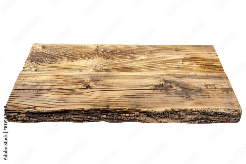 Rustic wooden chopping board with natural wood grain. Perfect addition to vintage kitchen decor or culinary presentation.