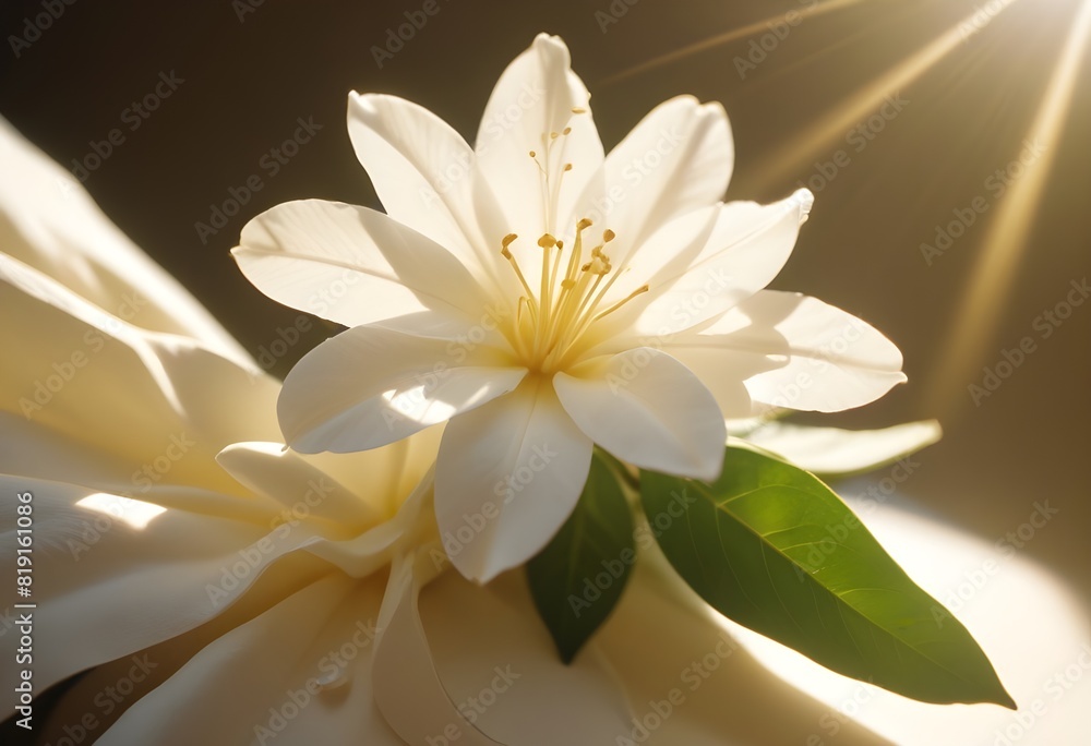 Fototapeta premium Jasmine flower closeup Realistic Light understand sun light significantly summer flower concept
