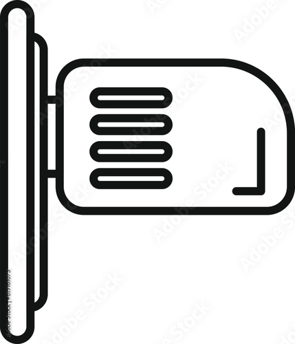 Black and white line icon of a sleek, contemporary wallmounted sconce light fixture