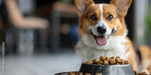 Happy dog with bowl of food content and smiling. Concept Pets, Food Bowl, Dog Smiling, Happy Content, Animal Photography
