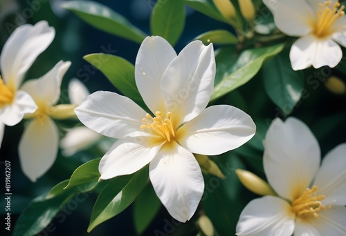 Jasmine flower closeup Realistic Light understand sun light significantly summer flower concept © Hdesigns