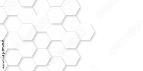  Abstract Vector pattern with hexagonal white and gray technology line paper background. Hexagonal 3d grid tile and mosaic structure mess cell. white and gray hexagon honeycomb geometric copy space.