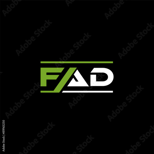 FAD letter logo design on BLACK background. FAD creative initials letter logo concept. FAD letter design.