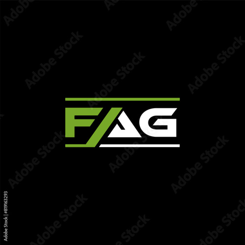 Fotografia FAG letter logo design on BLACK background