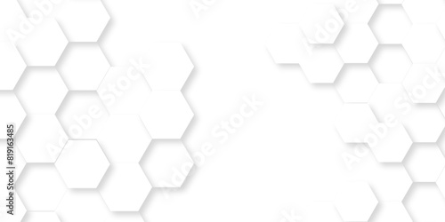 	
Abstract Vector pattern with hexagonal white and gray technology line paper background. Hexagonal 3d grid tile and mosaic structure mess cell. white and gray hexagon honeycomb geometric copy space.