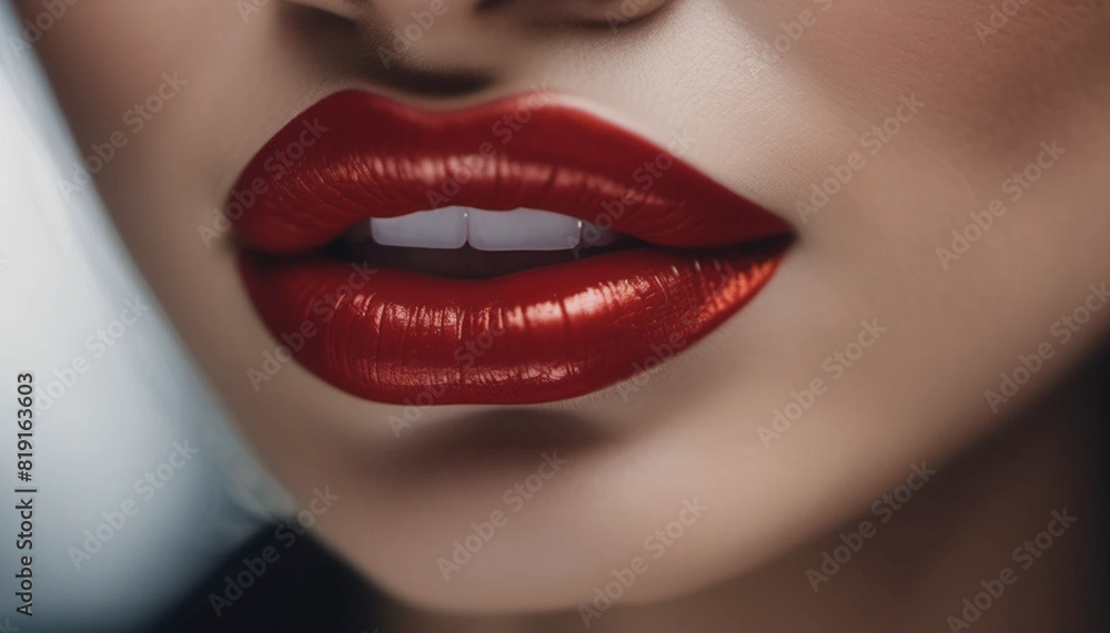 Obraz premium Close up of natural red lips
