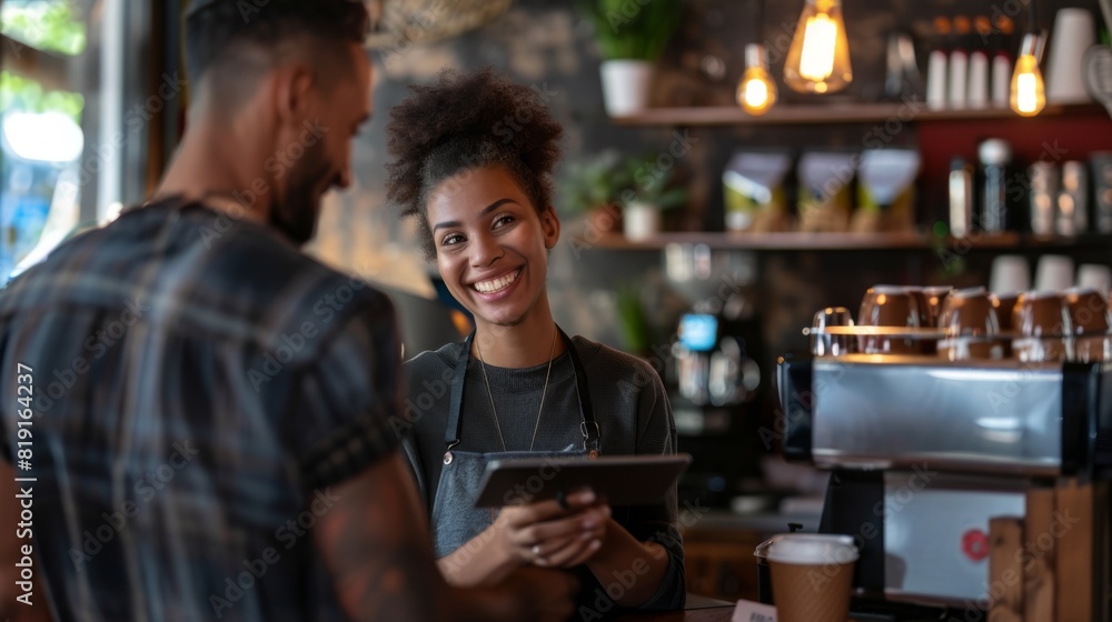 Barista Interacting with Customer