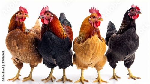 chickens, photo of stock, on a white background © cong