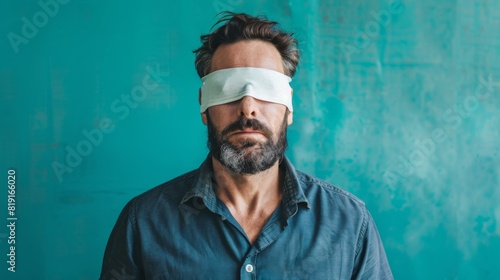 Man with a Blindfold Standing photo