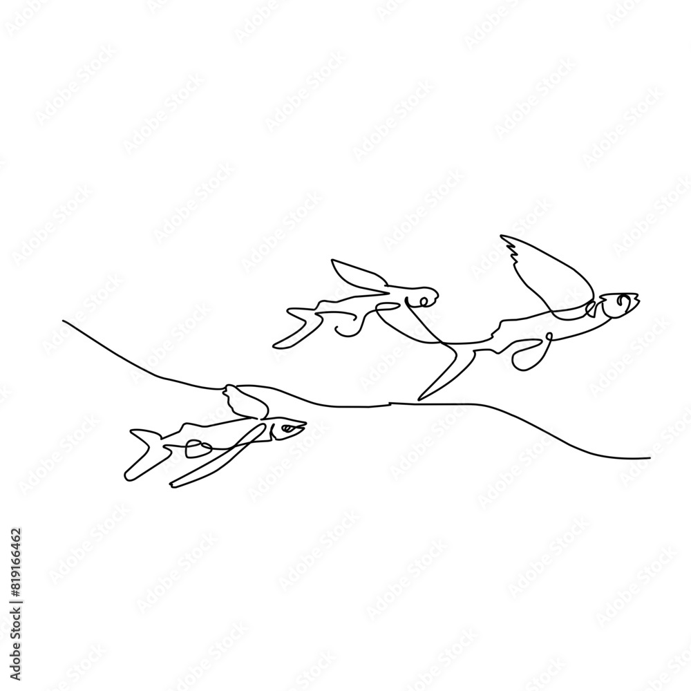 Line art fish and bird Line art fish and bird