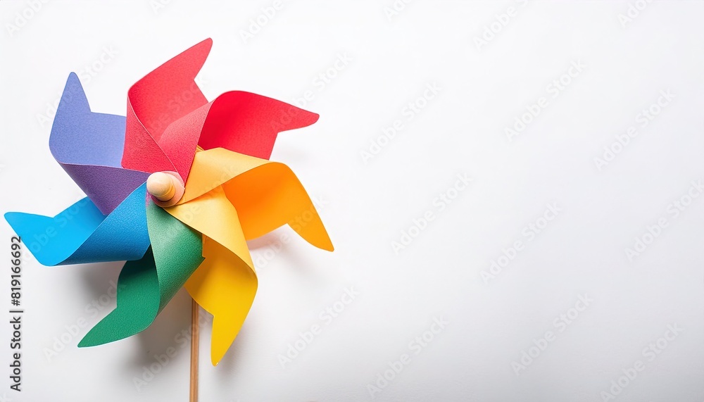 pinwheel or windmill paper origami isolated on white background simple ...
