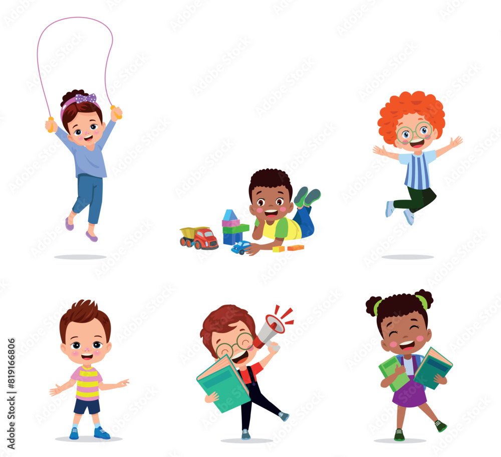 vector illustration of students in different postures vector illustration of students in different postures