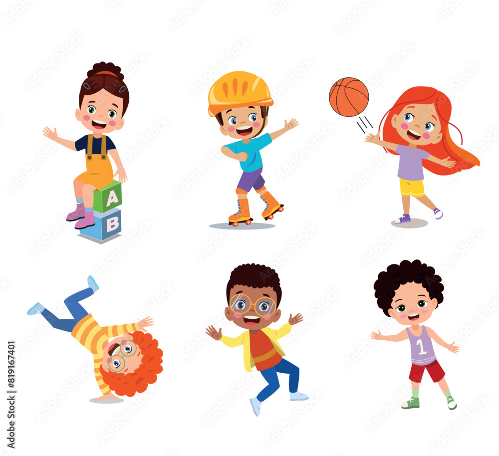 vector illustration of students in different postures