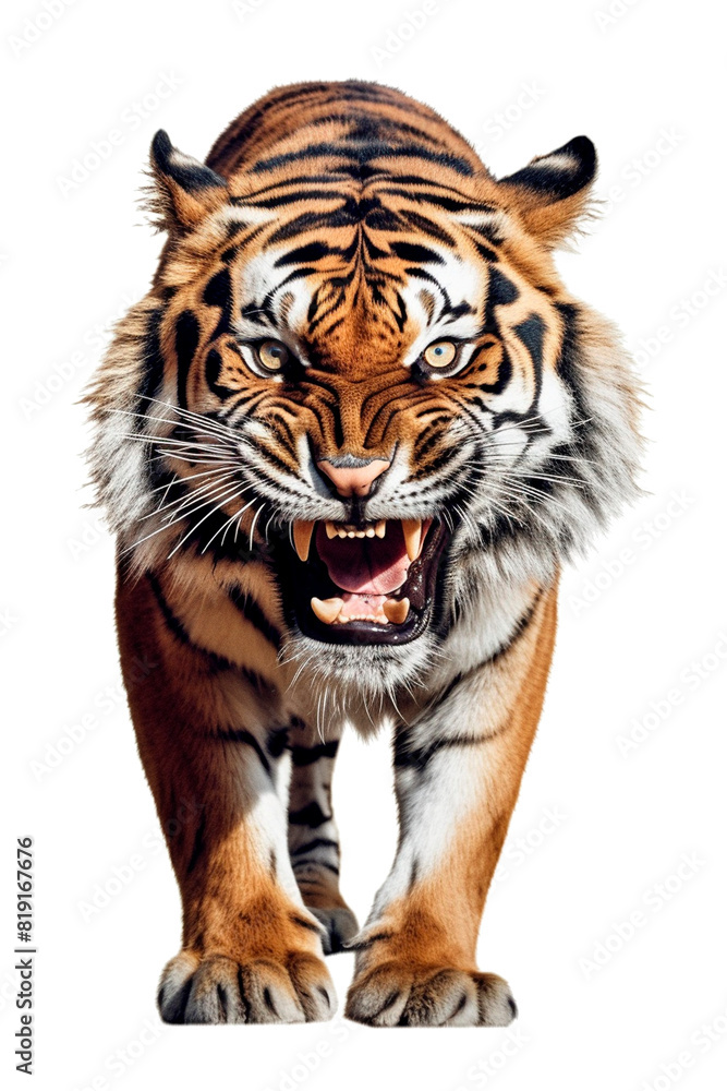 Obraz premium Tiger Image for Stickers, T-Shirt Print, Cap, Mug, Slippers, Mousepad, with Transparent Background PNG