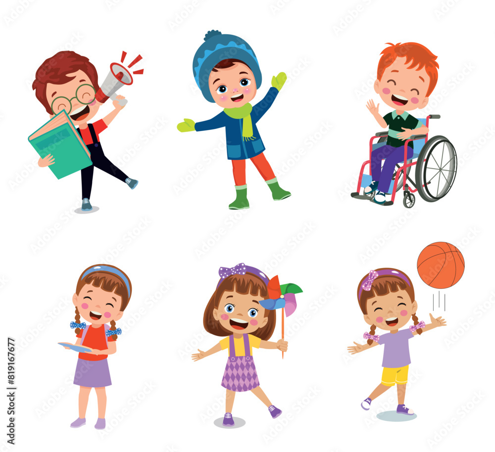 vector illustration of students in different postures vector illustration of students in different postures