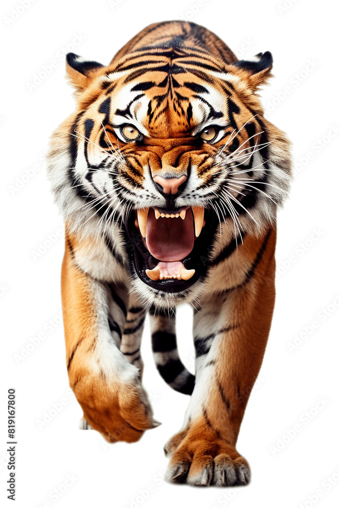 Obraz premium Tiger Image for Stickers, T-Shirt Print, Cap, Mug, Slippers, Mousepad, with Transparent Background PNG
