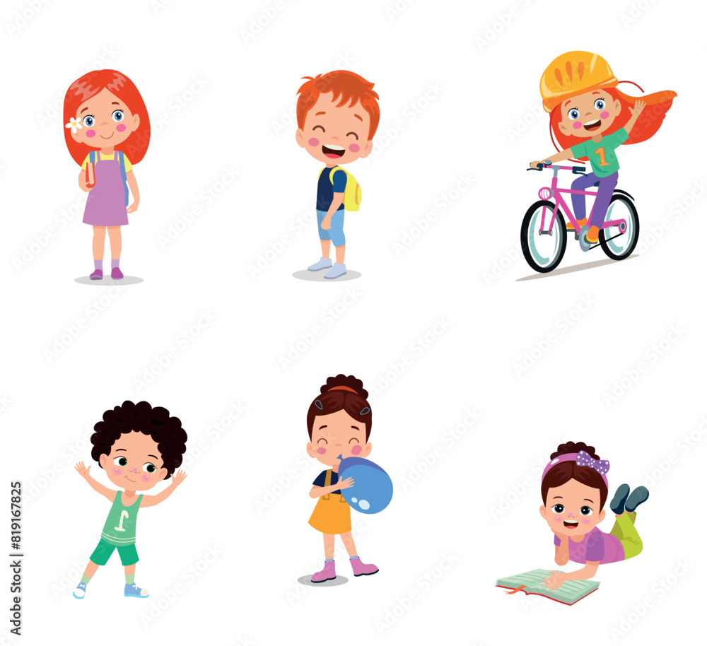 vector illustration of students in different postures vector illustration of students in different postures