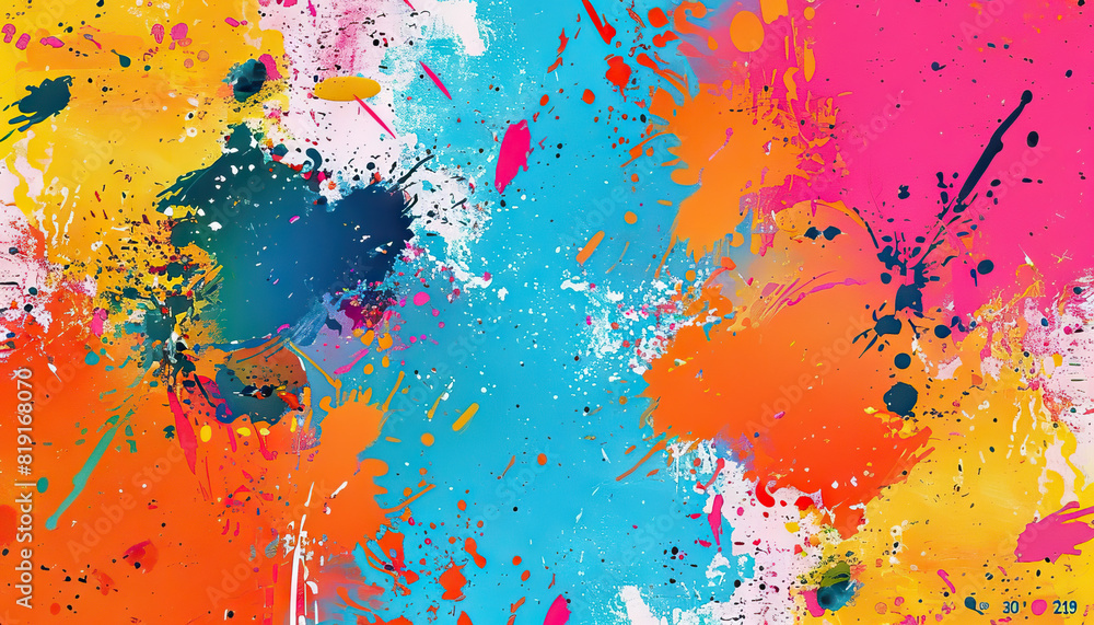 Abstract Background with Colorful Paint Splatters - Create a vibrant look with this abstract background featuring colorful paint splatters, perfect for adding a dynamic and artistic flair to your desi