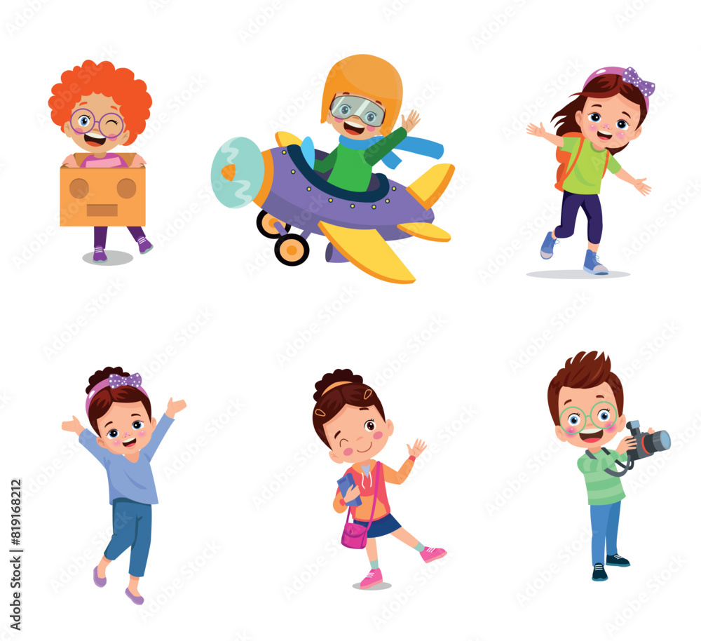 vector illustration of students in different postures vector illustration of students in different postures