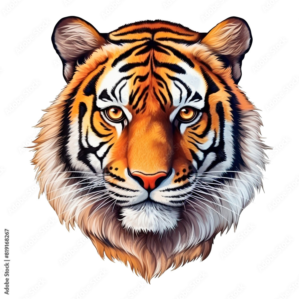Obraz premium Tiger Image for Stickers, T-Shirt Print, Cap, Mug, Slippers, Mousepad, with Transparent Background PNG