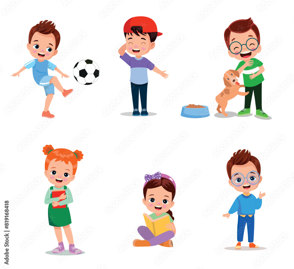 vector illustration of students in different postures vector illustration of students in different postures