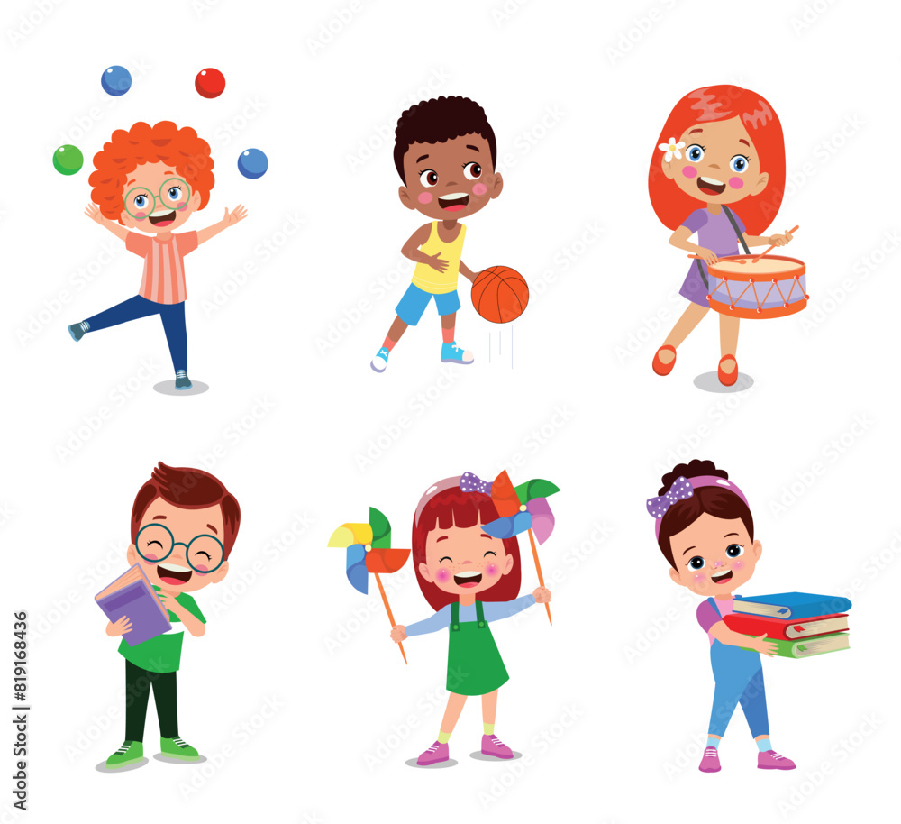 vector illustration of students in different postures vector illustration of students in different postures