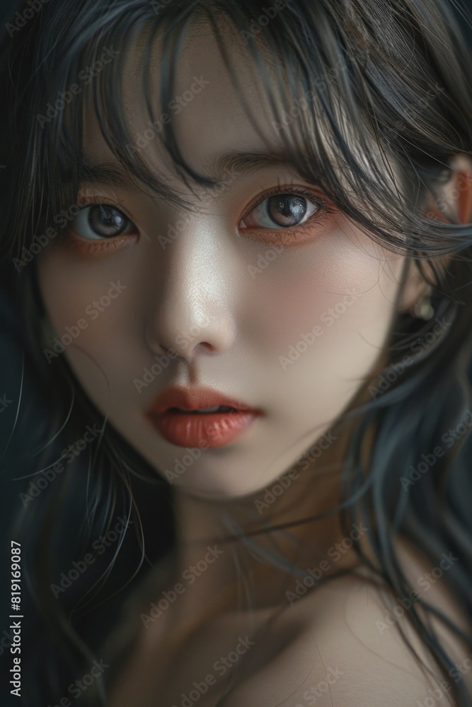 Close-up shot of a woman with long hair, perfect for beauty and fashion concepts Close-up shot of a woman with long hair, perfect for beauty and fashion concepts