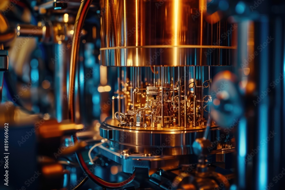 Quantum computer processor with glowing electrons background Quantum computer processor with glowing electrons background