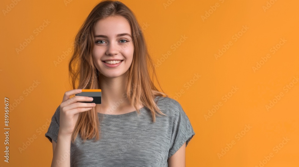 Smiling Woman Holding Credit Card Smiling Woman Holding Credit Card