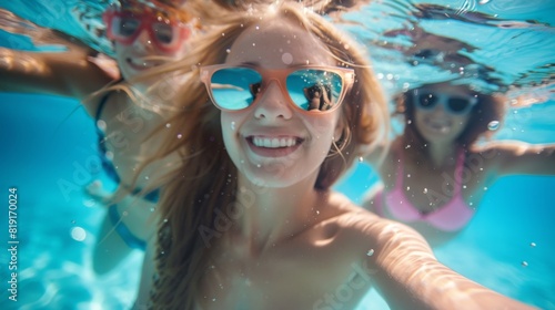 Friends Enjoying Underwater Selfie