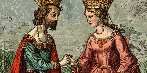Medieval Royalty Wedding Engraving photo