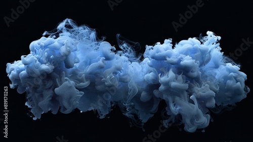 Blue smoke isolated on black background photo