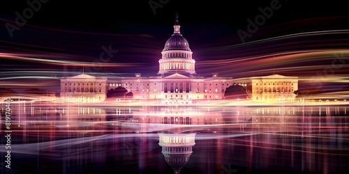 Enchanting hologram of illuminated Capitol dome in Washington DC at night. Concept Architecture, Night Photography, Illumination, Capitol Dome, Washington DC