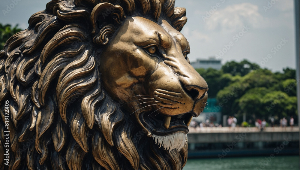 Image of a golden lion statue 7 Image of a golden lion statue 7