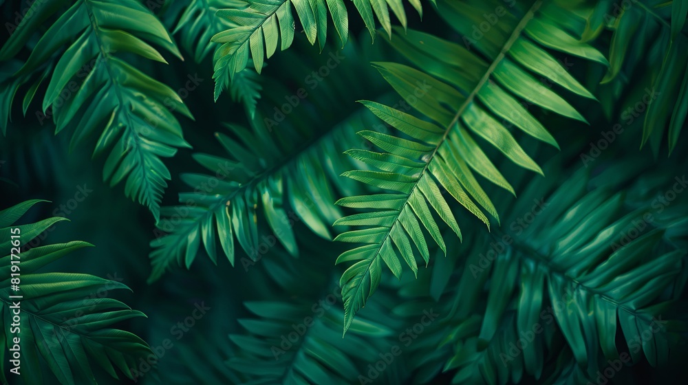 Close-up of fern fronds with intricate details, rich green tones, and natural elegance Close-up of fern fronds with intricate details, rich green tones, and natural elegance