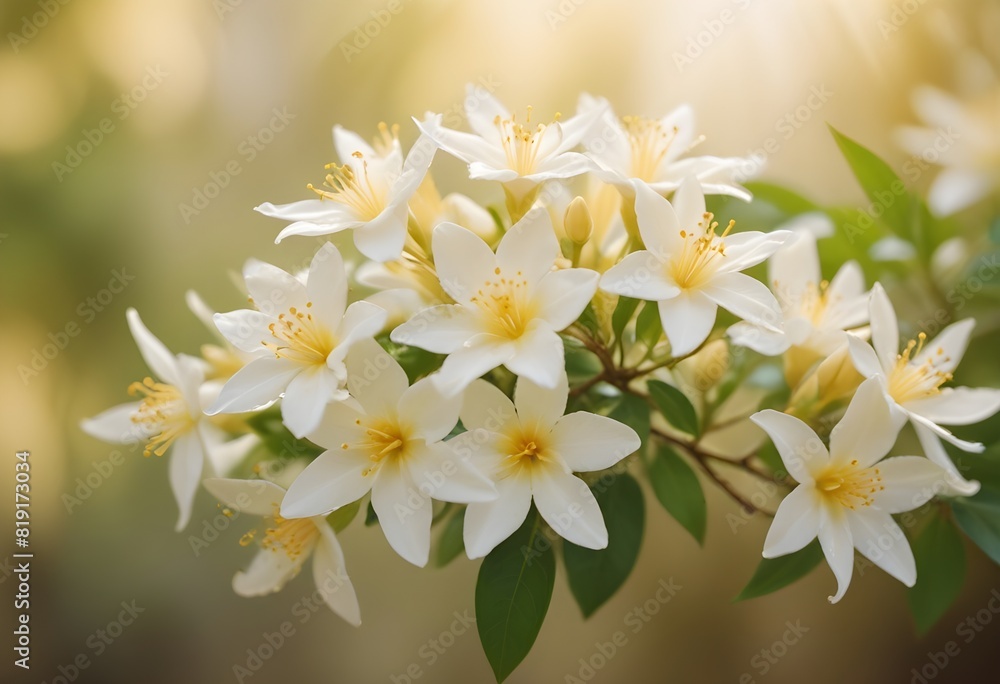 Fototapeta premium Jasmine flower closeup Realistic Light understand sun light significantly summer flower concept